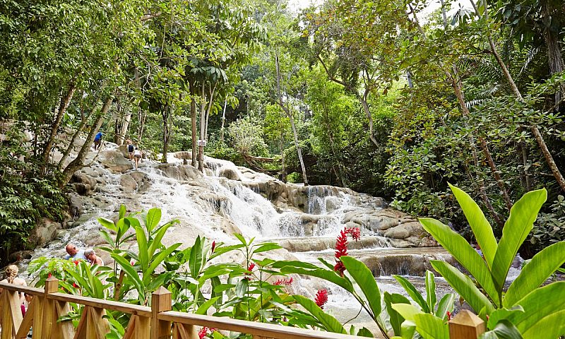 People looking at Dunns River Falls, Ocho Rios