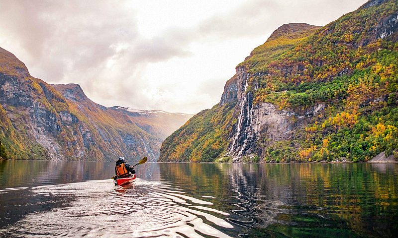 Kayaker in Geiranger Norway