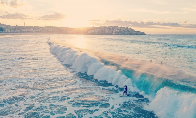 Surfing on Bondi Beach