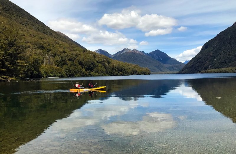 Two people in canoe in New Zealand