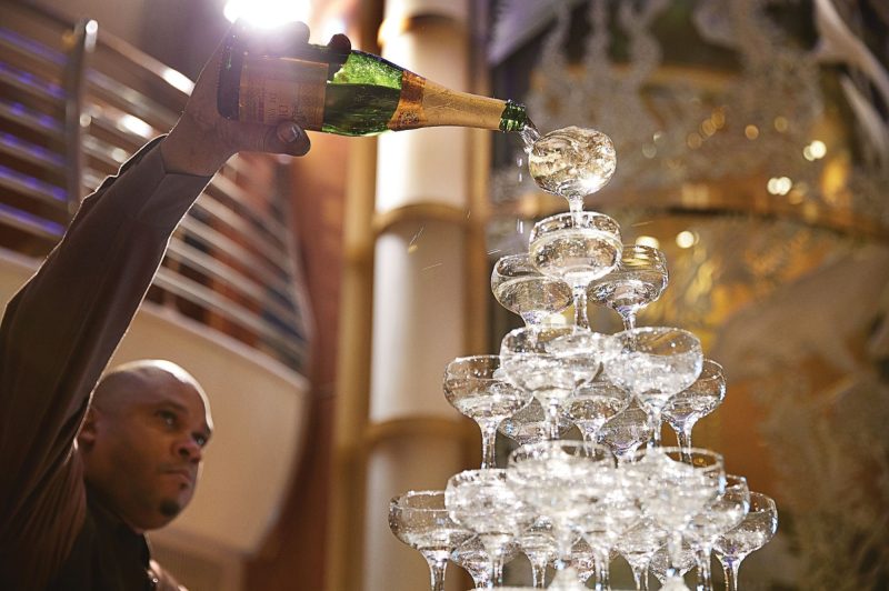 Champagne tower onboard