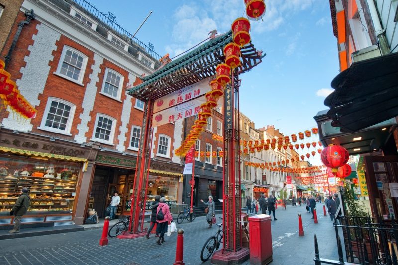 A street scene from Chinatown in London