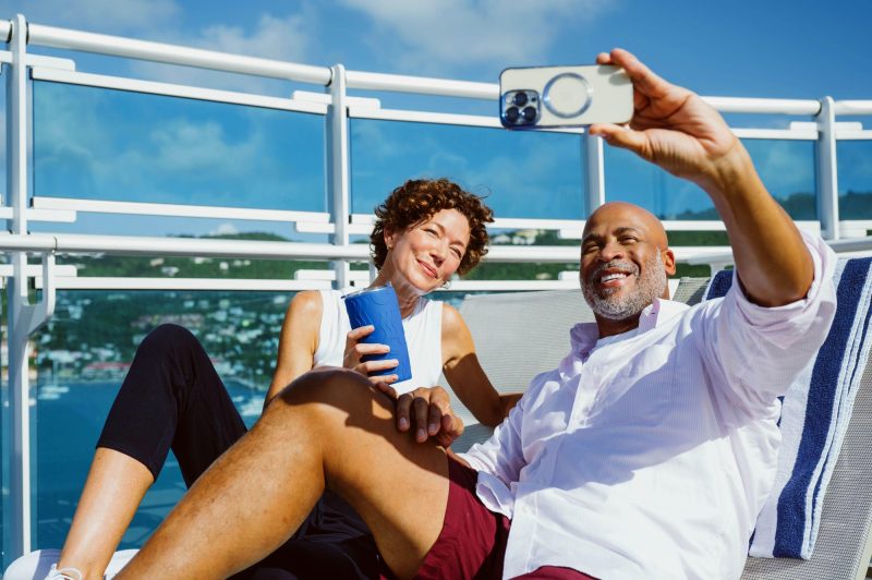 A couple taking a selfie onboard, Princess Cruises