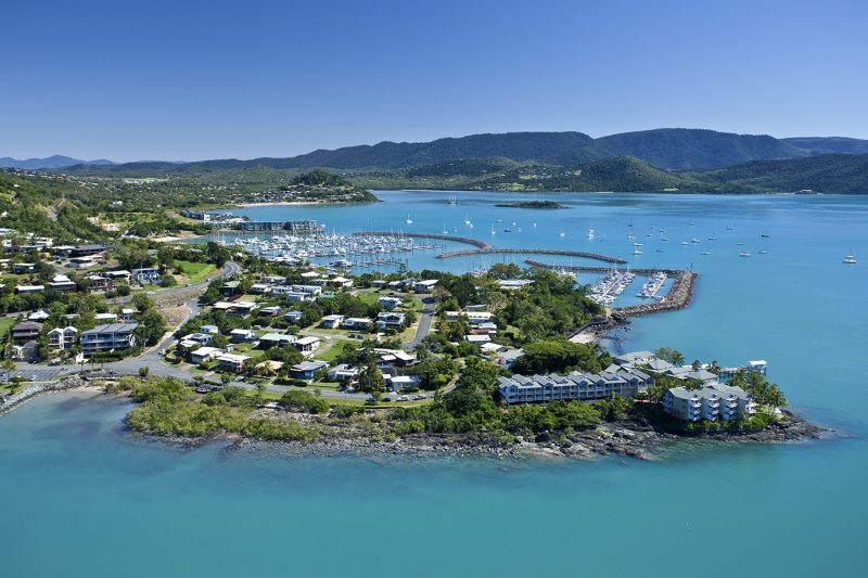 Airlie Beach aerial view and marina