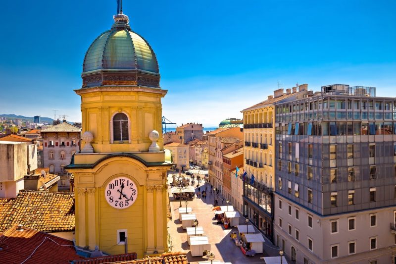 A view of the clock tower in Rijeka Croatia