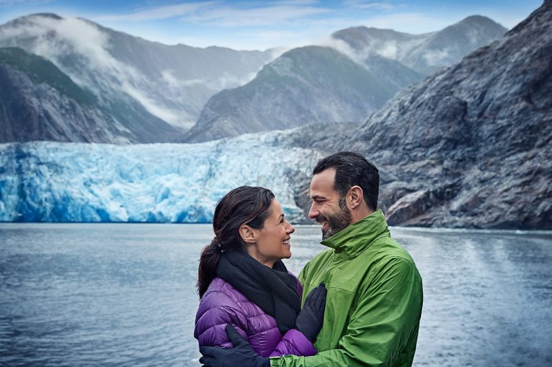 Couple on board ship in Alaska