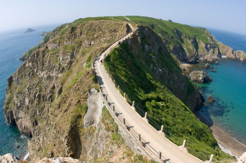 A panoramic view of La Coupee in Sark