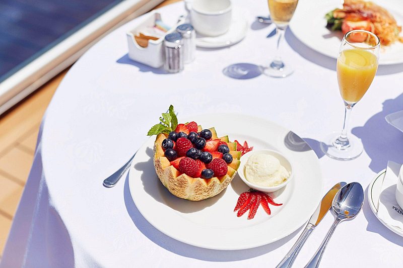 Plate of fruit for breakfast