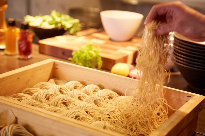 Noodles being prepared