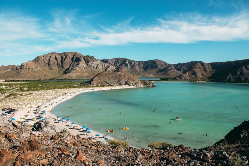 Beach with people on, Playa Balandra, La Paz, Mexico