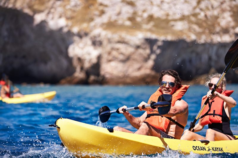 Two people kayaking in Mexico