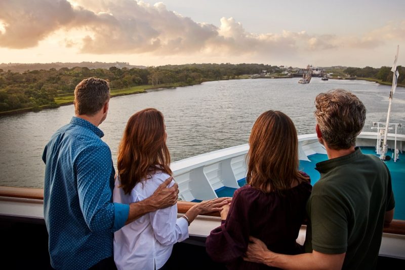 Two couples onboard a Princess ship sailing through the Panama Canal