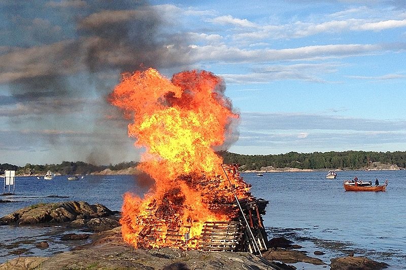 A Midsummer bonfire in Norway