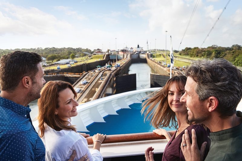 Friends on deck during canal transit