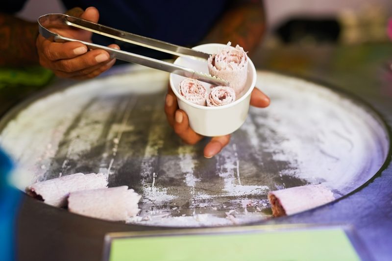 Rolled ice cream in Thailand