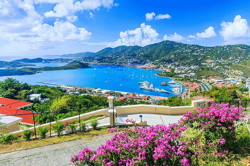 Aerial view of St Thomas, US Virgin Islands, Caribbean