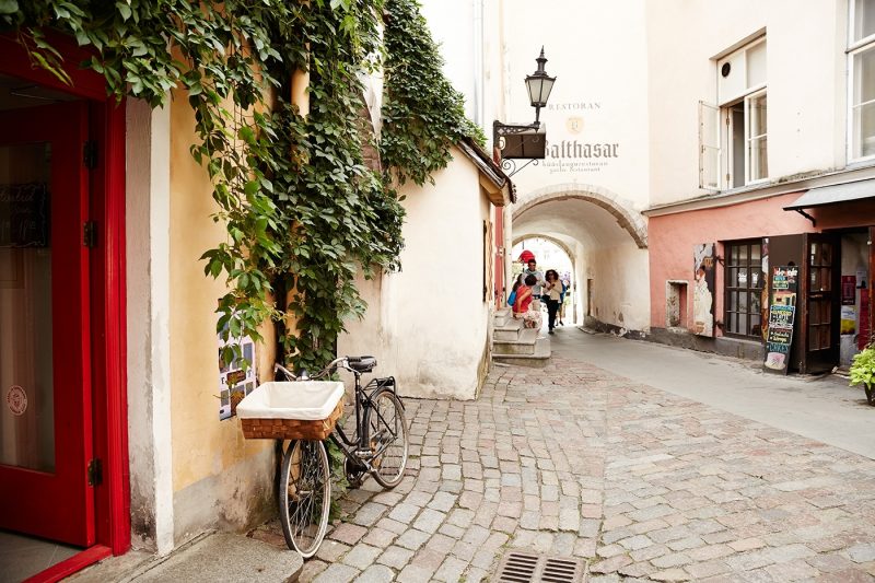 Couple exploring Tallin Old Town