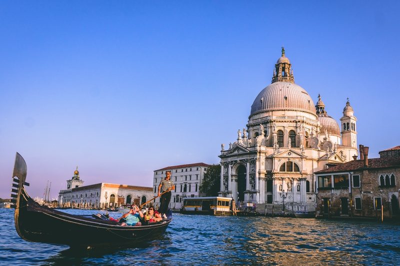 Gondola on a canal in Venice