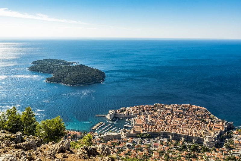 A view of the Old City of Dubrovnik and Lokrum Island