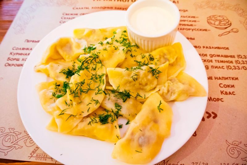 A plate of traditional Pelmeni in Saint Petersburg