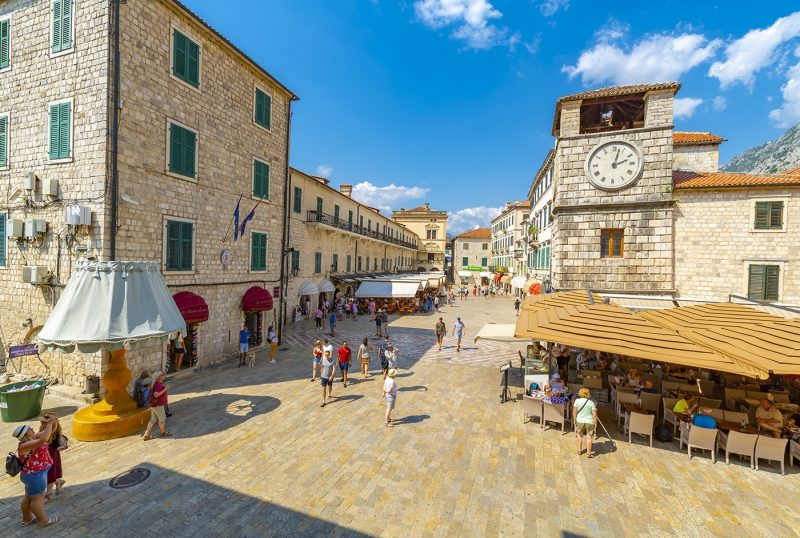 View of Old Town Clock Tower in the Old Town of Kotor