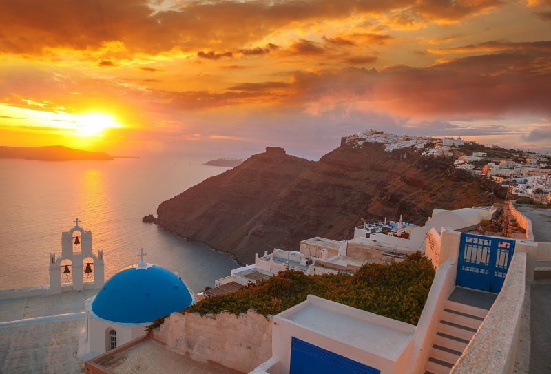 View over rooftops of Oia, Santorini