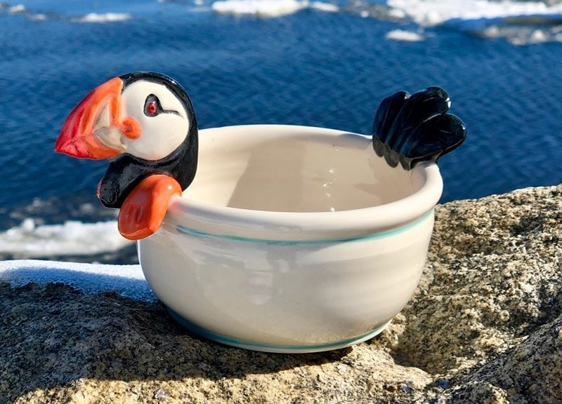 Lisa Marie's Made in Maine pottery - puffin bowl