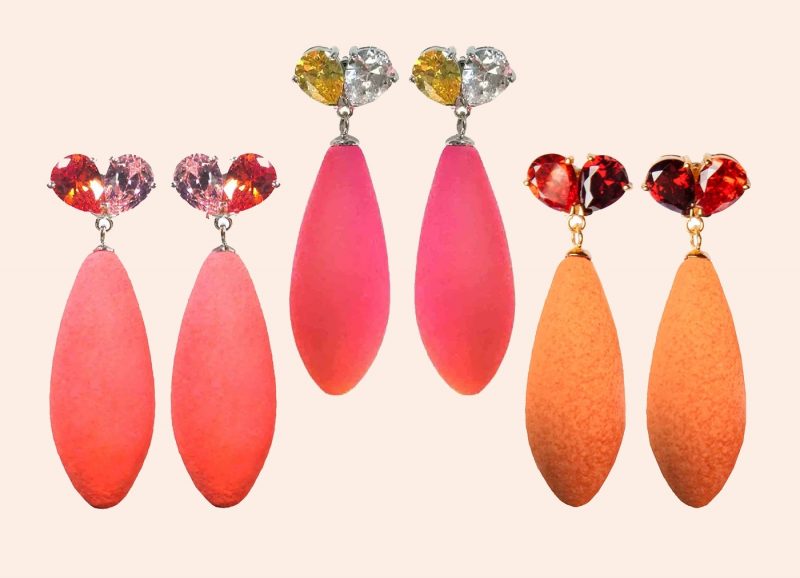 Three pairs of colorful earrings