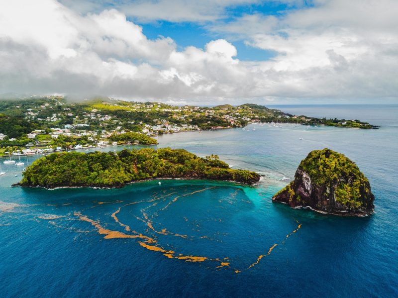 An aerial view over St Vincent and the Grenadines