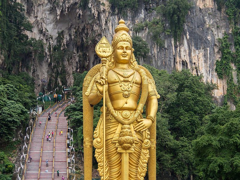 A gold statue at the Batu Caves, Selangor, KL Malaysia