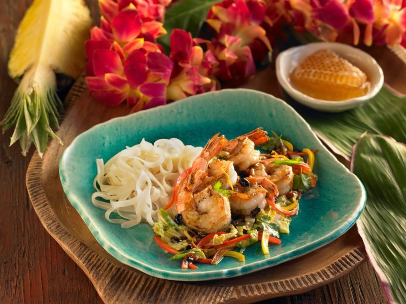 Wok-Flashed Shrimp with Lehua Honey, Hawaiian Regional Cuisine