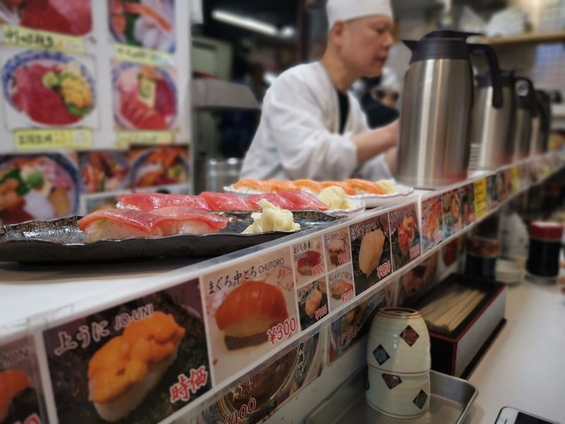 Sushi prepared at Tsukiji Market