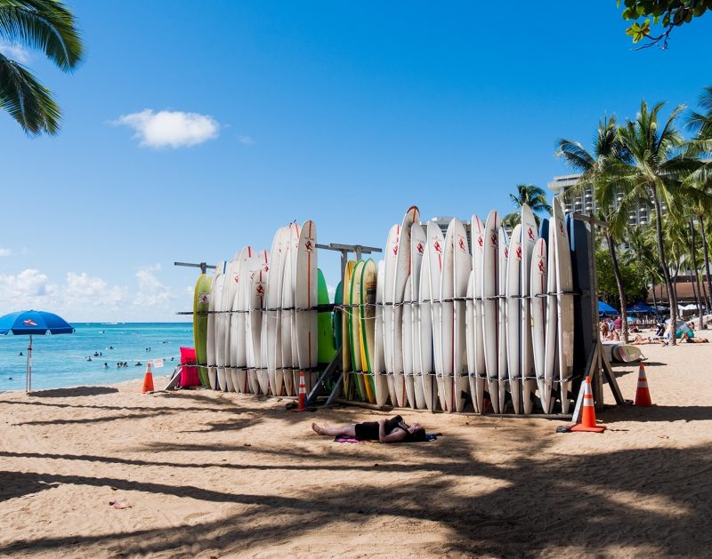 Surfboards in Waikiki, Hawaii