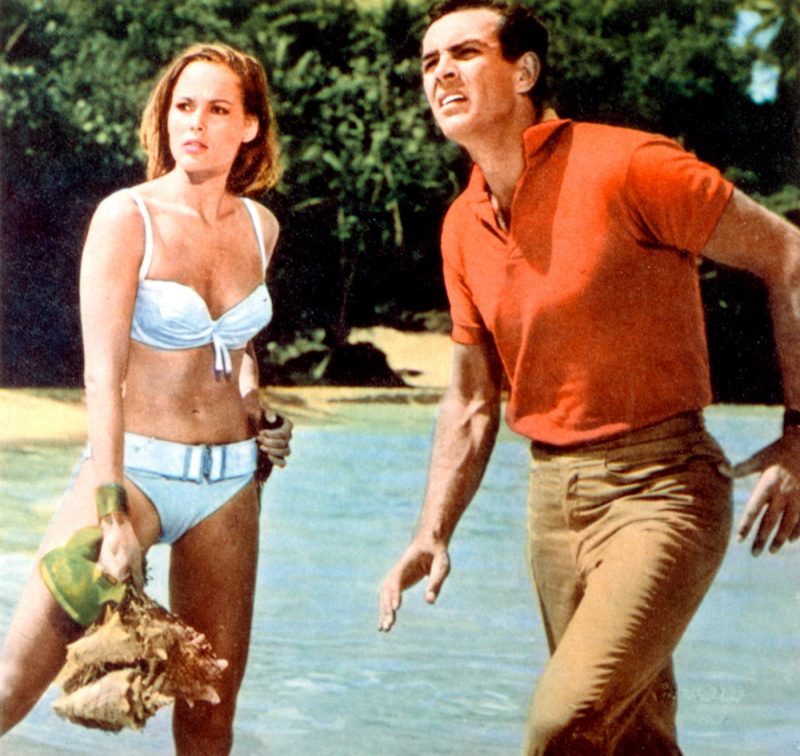 Ursula Andress in her famous white bikini for James Bond's Dr No in Jamaica