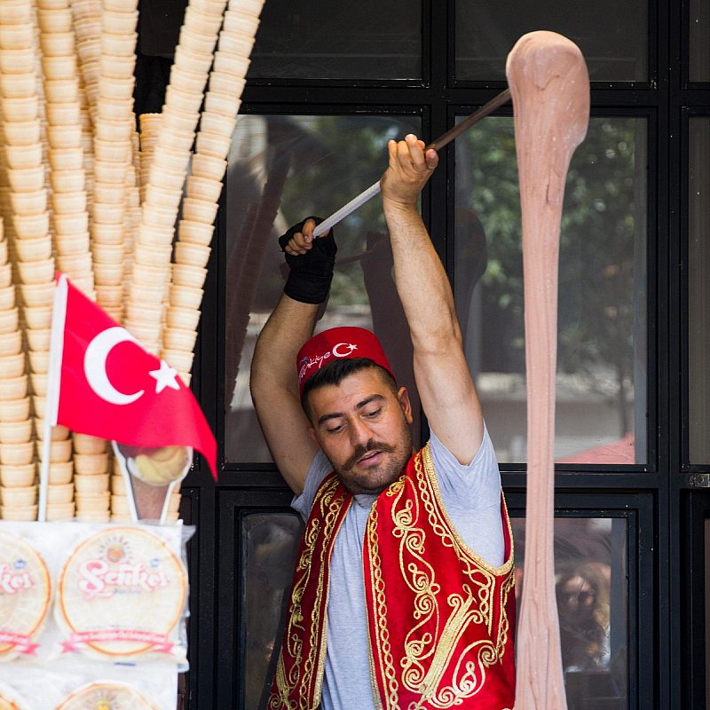 Making dondurma in Turkey