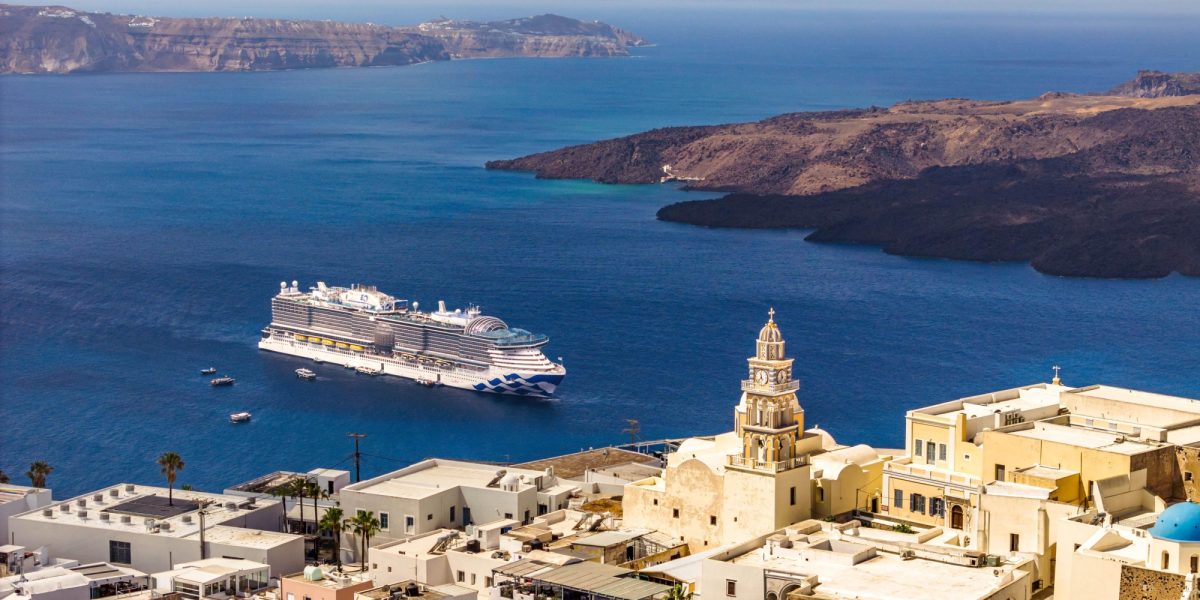 Sun Princess docked in Santorini, Greece