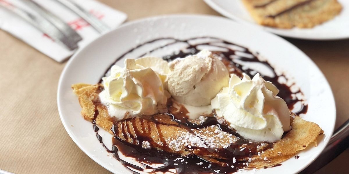 Crepes with cream and chocolate
