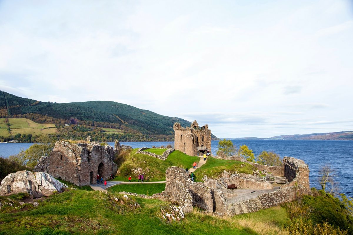 People visiting Urquhart Castle