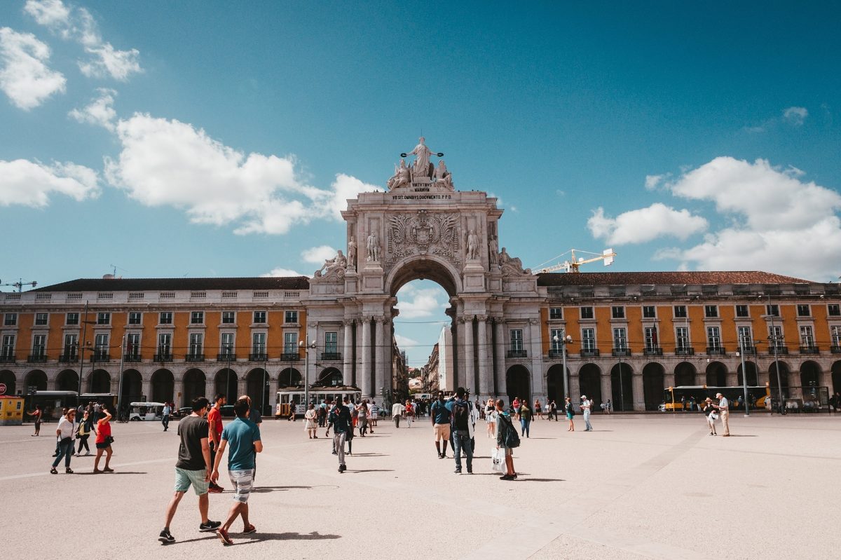 People walking around Lisbon