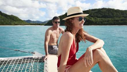 A couple in the sea in the Caribbean