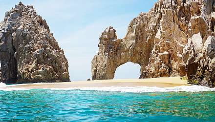 El Arco rock formation, beach, and sea in Cabo San Lucas