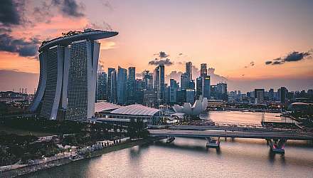 Cityscape of Singapore at golden hour